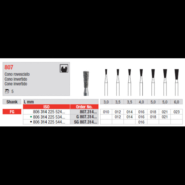 Edenta Diamantboor Omgekeerd Kegel FG G 807.314.014 3,5 mm-Edenta-Sordent