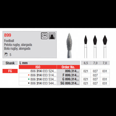 Edenta Diamantboor Taper bolle punt met geleidepen FG F 998.314.021 9 mm-Edenta-Sordent