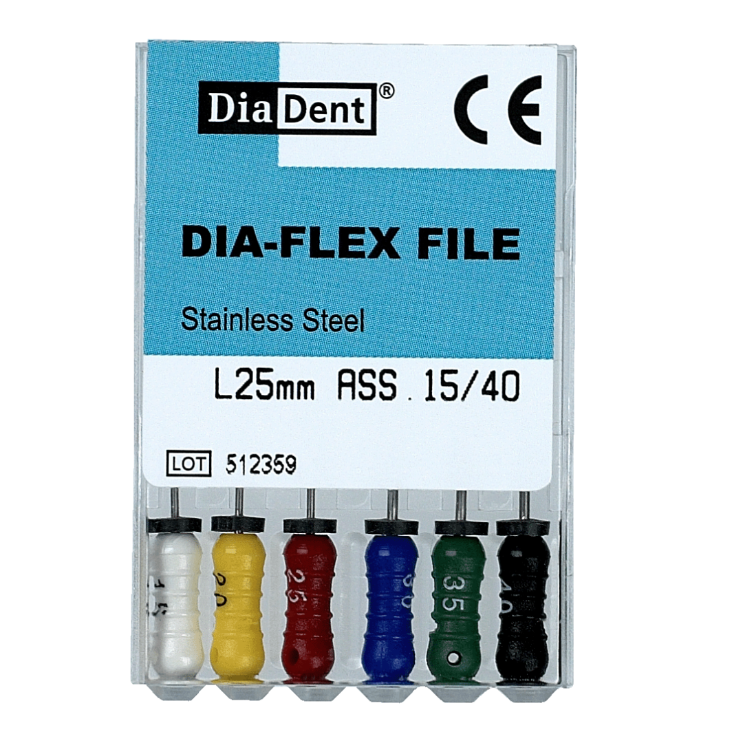 Dia-Flex Flexibele K-Handvijl (RVS - ISO #15-40 - 21, 25, 31 mm)-DiaDent-Sordent