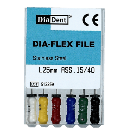Dia-Flex Flexibele K-Handvijl (RVS - ISO #15-40 - 21, 25, 31 mm)-DiaDent-Sordent