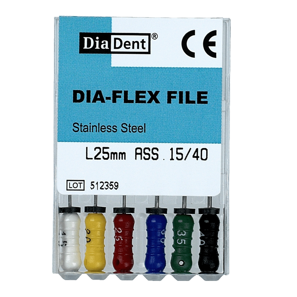 Dia-Flex Flexibele K-Handvijl (RVS - ISO #15-40 - 21, 25, 31 mm)-DiaDent-Sordent