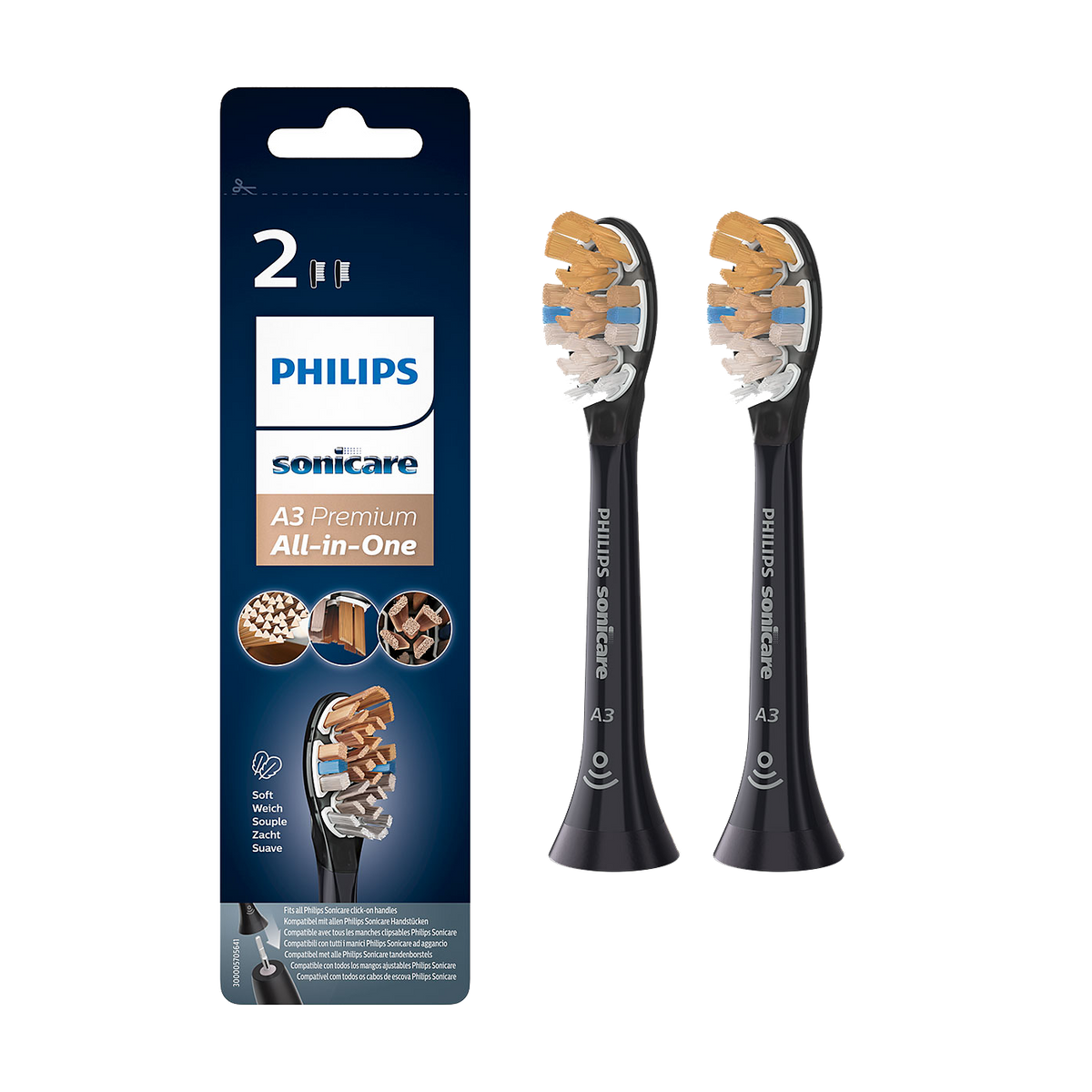 Sonicare Opzetborstels All-In-One - Div. Kleuren Hx9092 (2 st.)-Sonicare-Zwart-Sordent