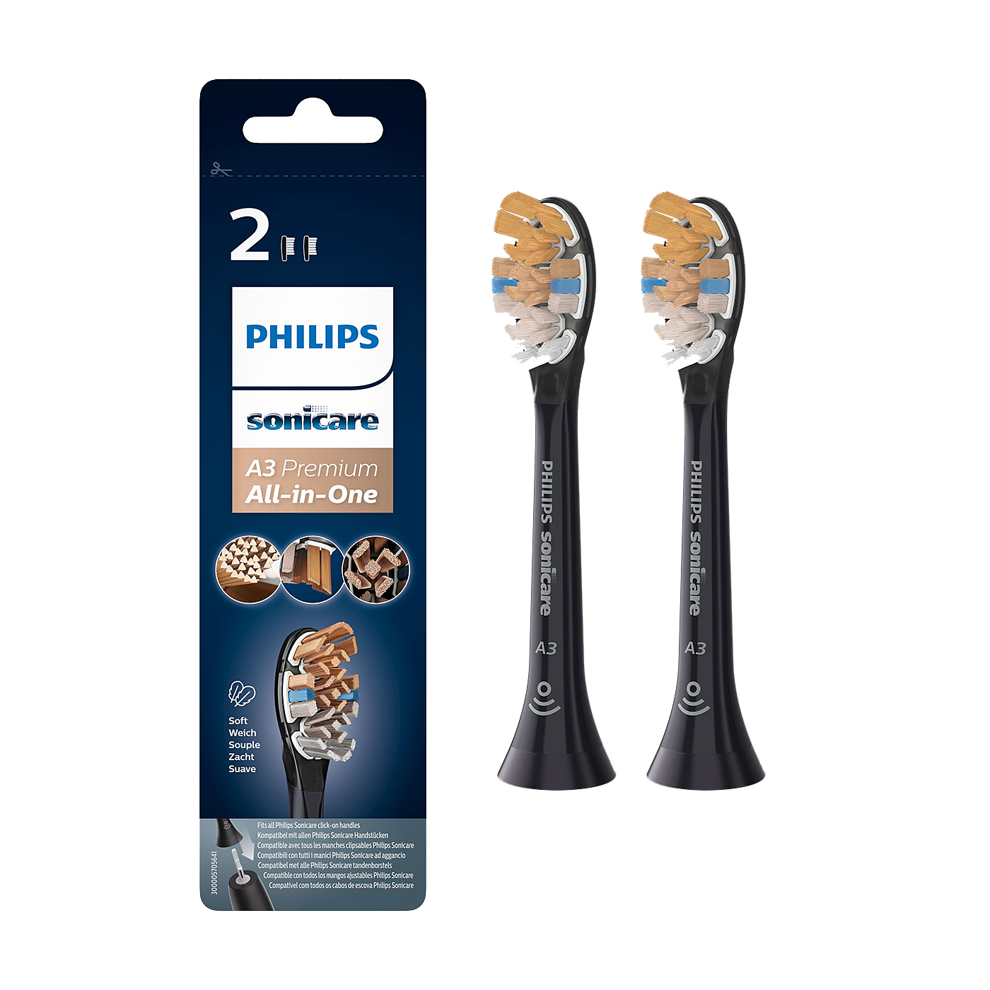 Sonicare Opzetborstels All-In-One - Div. Kleuren Hx9092 (2 st.)-Sonicare-Zwart-Sordent