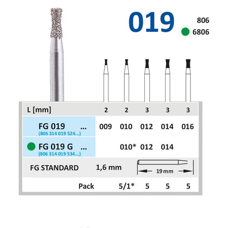 Horico Diamantboor Conisch FG 019 / 19 mm / 1,6 mm-Horico-Sordent