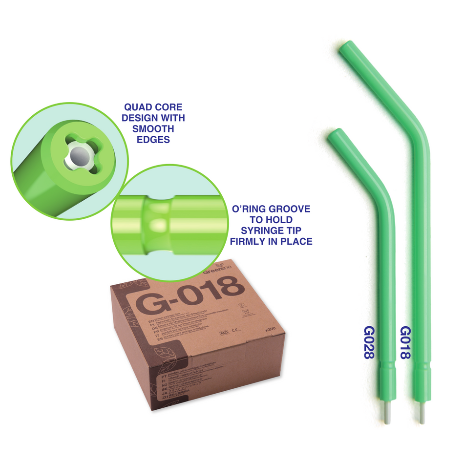 Premium Plus Greenline A Type Air Water Syringe Tips - Lang & Kort (200 st.)-Premium Plus-Lang-Sordent