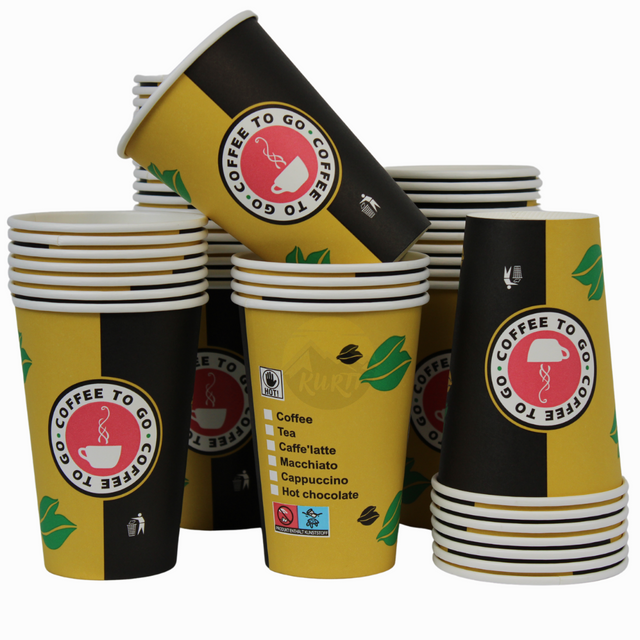 KURTT Koffiebekers Geel To Go Karton 300 mL / 12 oz (1000 st.)-Drinkbekers-KURTT-Sordent