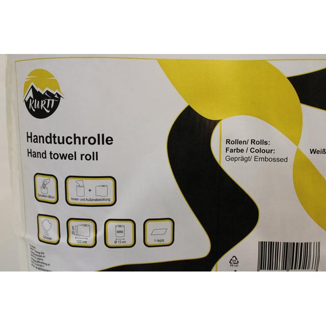 KURTT Poetsrollen Wit Mini 1-laags 13 cm x 120 m (12 rollen)-KURTT-Sordent