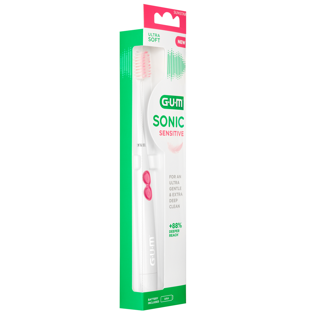 GUM® SONIC SENSITIVE batterij tandenborstel (Ultra Soft)-GUM-Sordent