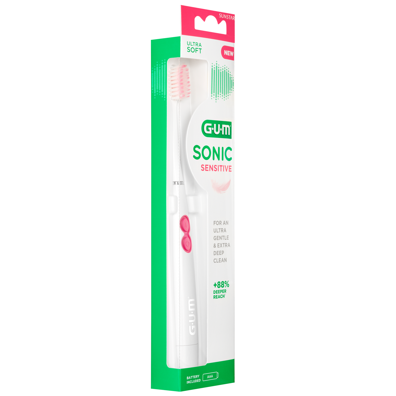 GUM® SONIC SENSITIVE batterij tandenborstel (Ultra Soft)-GUM-Sordent