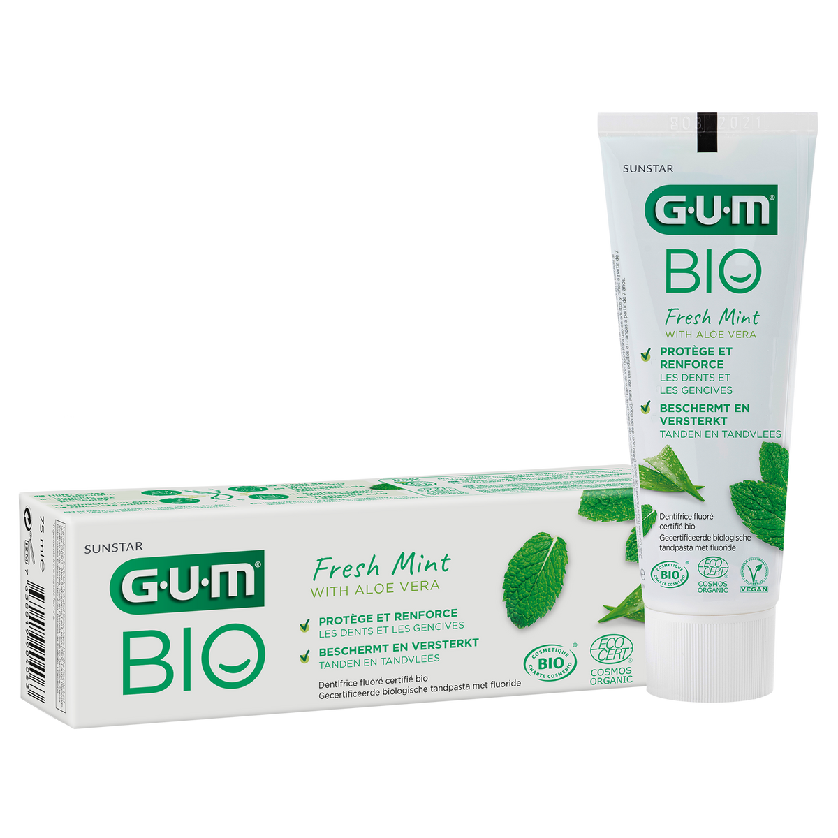 GUM® BIO Tandpasta - Fresh aloë vera en pepermunt (75 mL)-GUM-Sordent