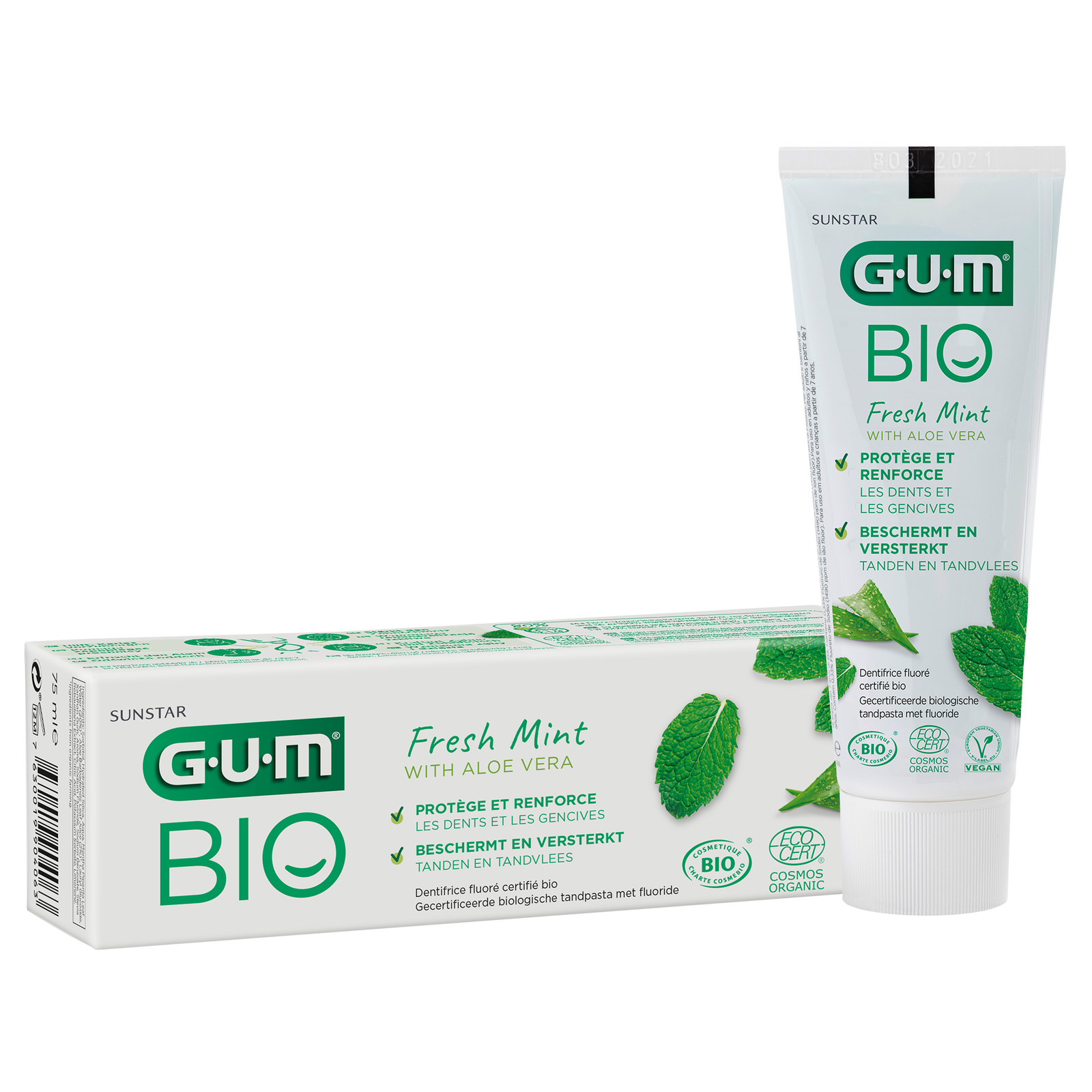 GUM® BIO Tandpasta - Fresh aloë vera en pepermunt (75 mL)-GUM-Sordent