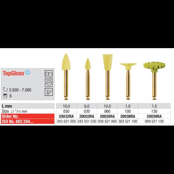 Edenta TopGloss Polijstpoints 20039RA 130 1,5 mm (6 st.)-Edenta-Sordent