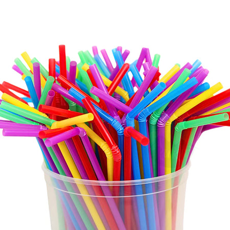 Herbruikbare Buigbare Plastic Rietjes Multicolor/Zwart (500 st.)-KURTT-Sordent